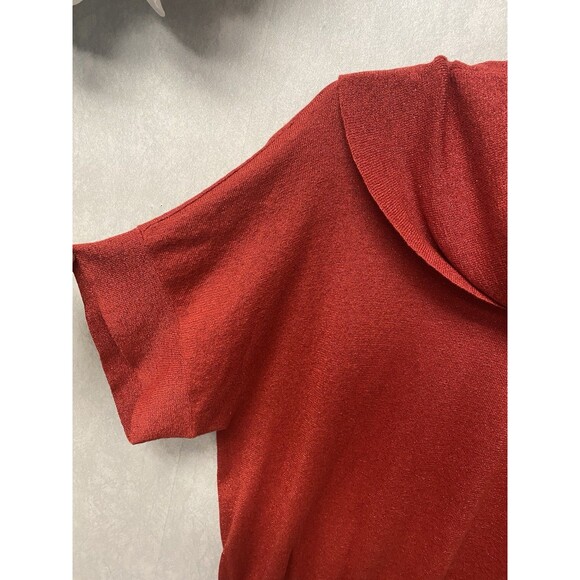 Michael Kors Red Shimmer Cowlneck S/S Sweater Size XL - Picture 5 of 7